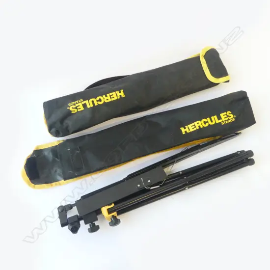 PAIR OF HERCULES MUSIC STANDS NEAR NEW IN CARRY BAGS