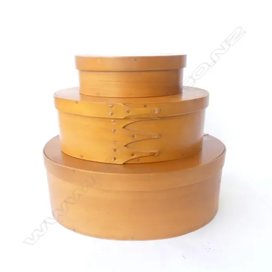 3 GRADUATED WOODEN BOXES W.290mm