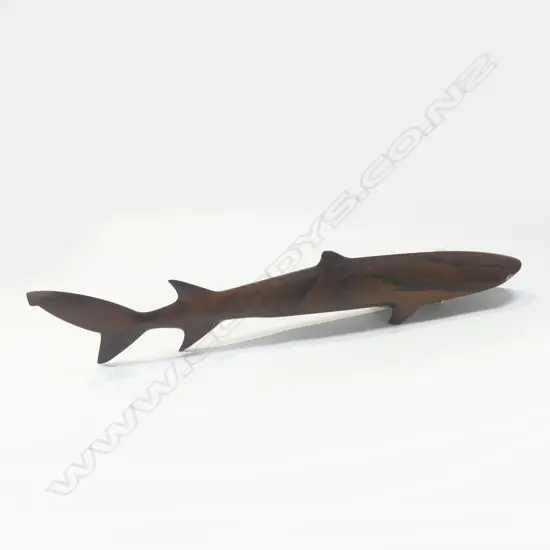 SOLOMON ISLANDS CARVED ROSEWOOD SHARK with MOP inlay L.