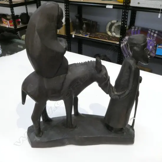 VINTAGE AFRICAN HARDWOOD NATIVITY CARVING, 320 x280mm