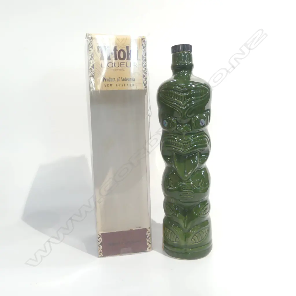 BOXED GREEN TI-TOKI TIKI LIQUOR BOTTLE H. 270MM  Image 1++