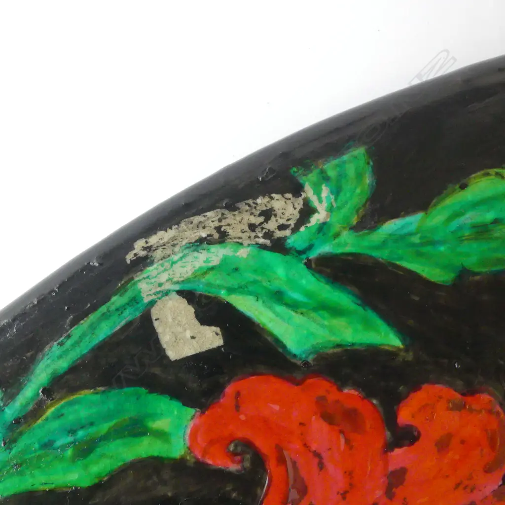 KEUM SUN LEE, X LRG PLATTER, RED FLOWERS, DIA.500mm (sml damaged to unglazed surface) Image 1++