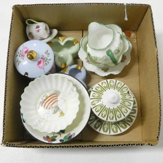 COLLECTION OF 10 SMALL SHELLEY CHINA PCS HONEY POTS DISHES ETC