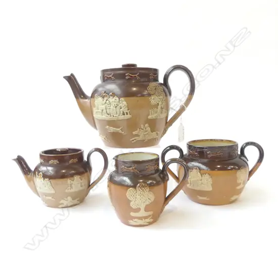 2 LAMBETH DOULTON TEAPOTS I CHIPPED H150 & 80MM CREAM & SUGAR