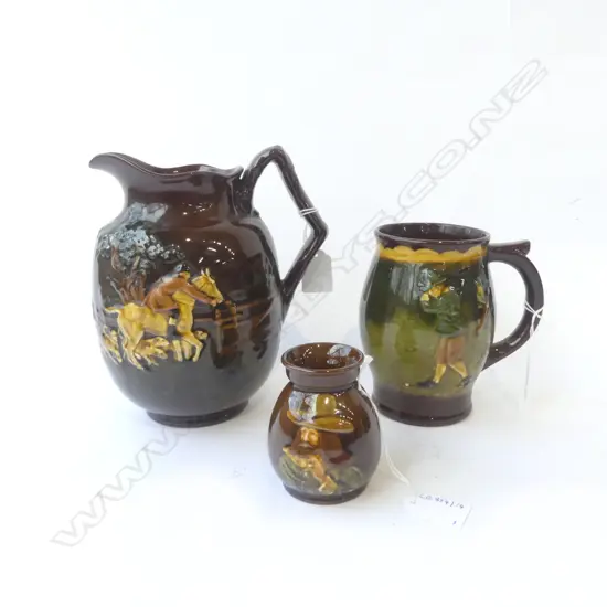 3PCS KINGSWARE R/D JUG H200 GOLF MUG H140 & SMALL VASE H85MM  **FAULTS - AMENDED**