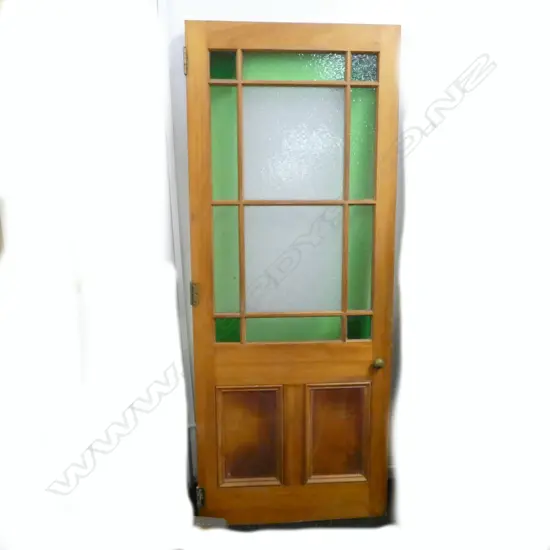 WOODEN DOOR w. COLOURED GLAZING 2020x810mm
