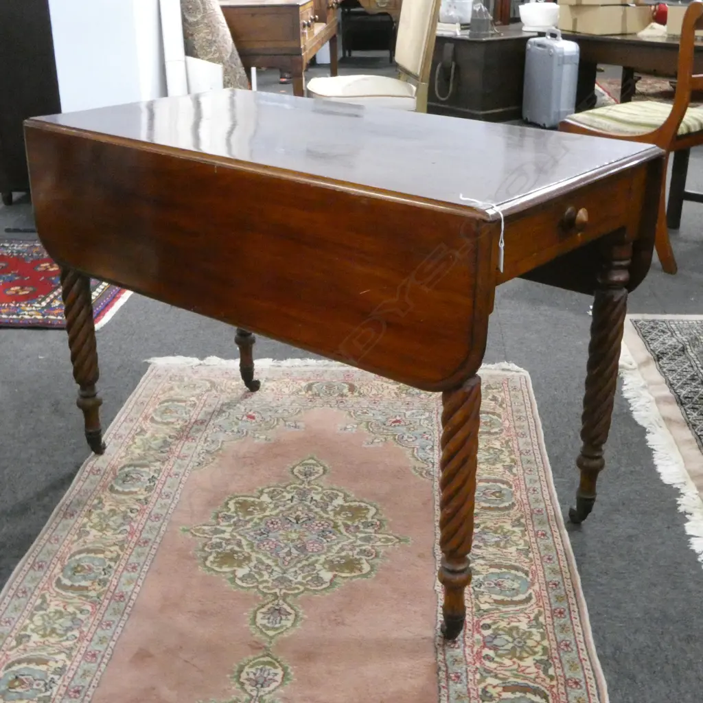 MAHOGANY PEMBROKE TABLE; 1 FAUX DRAWER  Image 1++