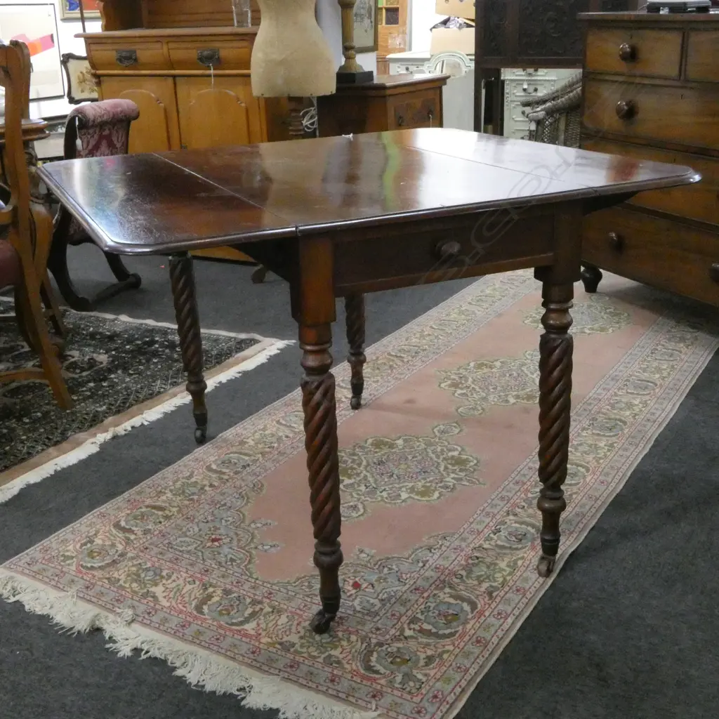 MAHOGANY PEMBROKE TABLE; 1 FAUX DRAWER  Image 1++