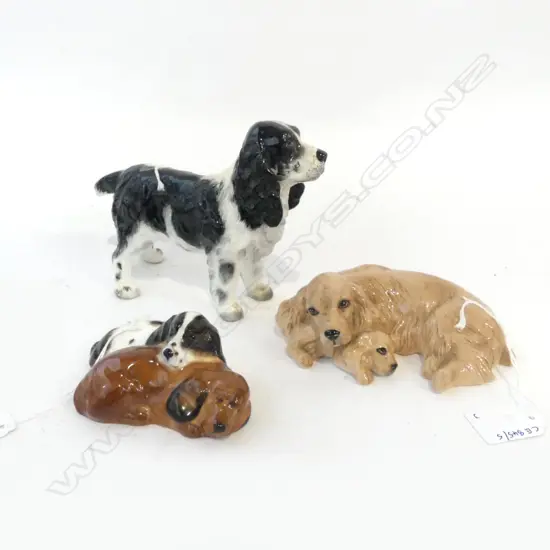 3 R/D DOG ORNS STANDING H120 MOTHER & PUPPY L140 & 2 PUPPYS L90MM