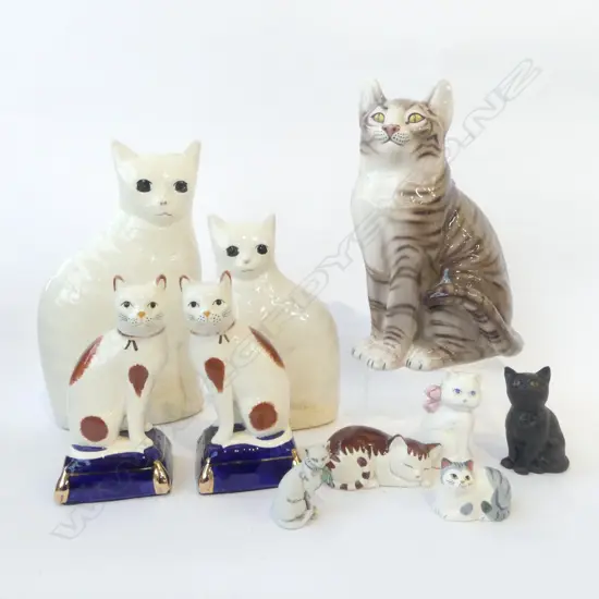 COLLE3CTION OF 10 CHINA CATS 300MM TALLEST