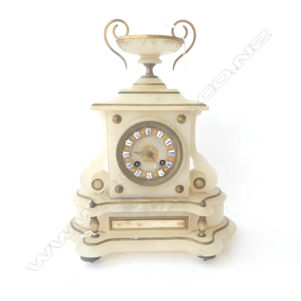 ALABASTER MANTLE CLOCK Image 1++