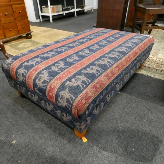 LARGE CAMEL UPHOLSTERED OTTOMAN 1120x680x280mm