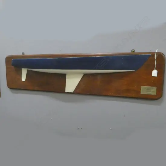 MOUNTED HALF MODEL YACHT,  'HONKY TONK WOMAN - DAVIDSON 50' dated Nov. 1983, L.1120mm