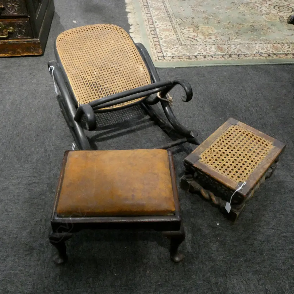 BENTWOOD ROCKING CHAIR STOOL + 2 OTHER STOOLS Image 1++