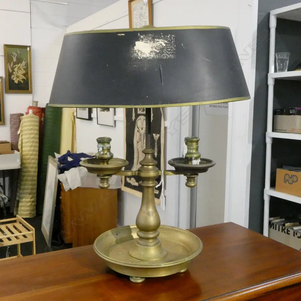 BRASS 2 BRACH CANDLEABRA w. SHADE H.520mm Image 1++