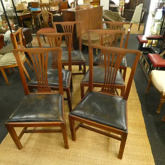 SIX ANTIQUE GEORGIAN MAHOGANY DINING CHAIRS 
