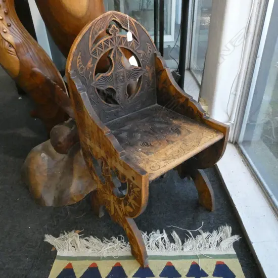 COLONIAL CHIP CARVED GLASTONBURY STYLE CHAIR 460 x 450 x 870mm