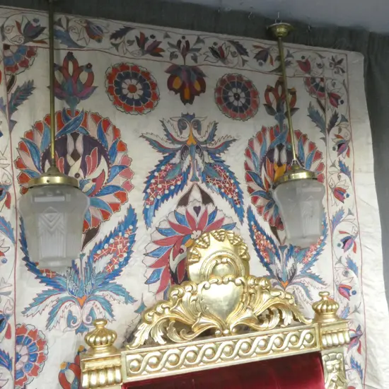 2 BRASS ART DECO STYLE PENDANT LIGHTS H.850mm