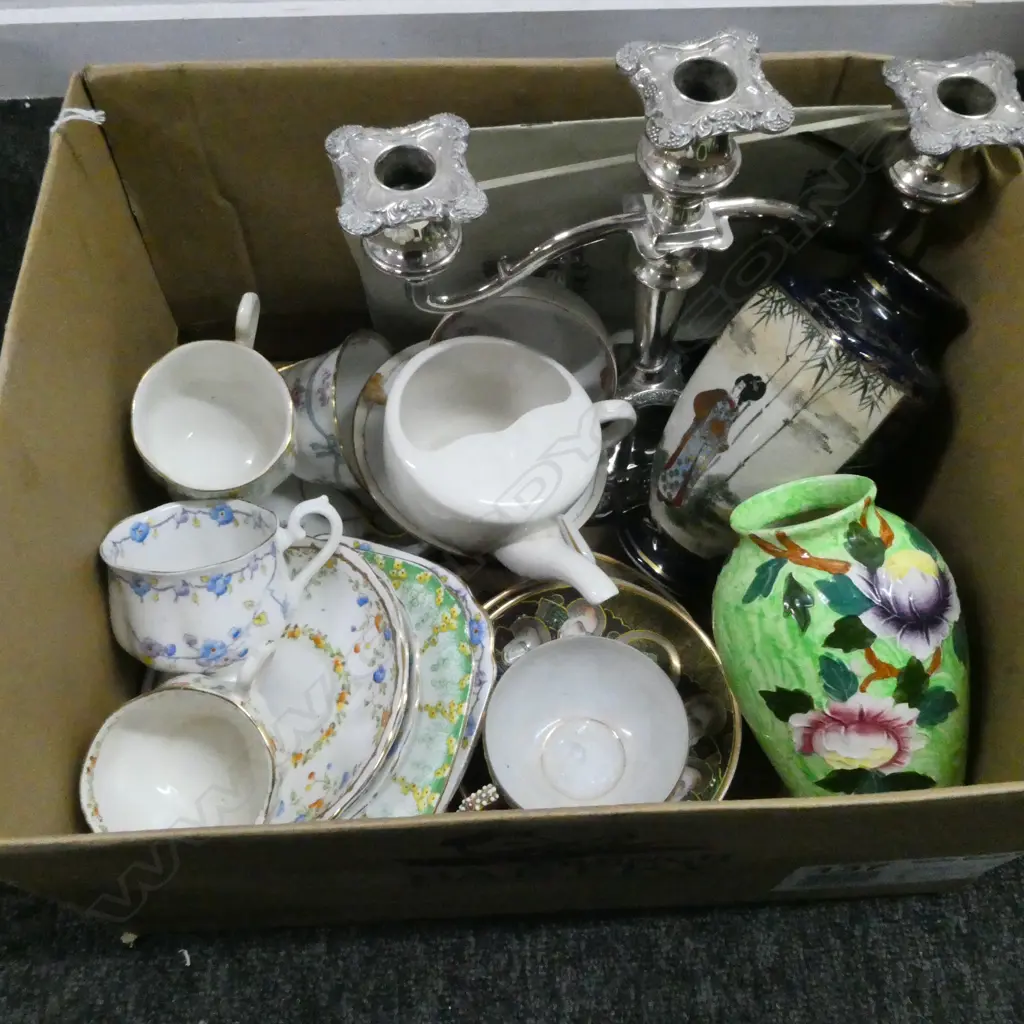 BOX OF ASST. CHINA etc INLCUDING WADE, ROYAL ALBERT, etc Image 1++