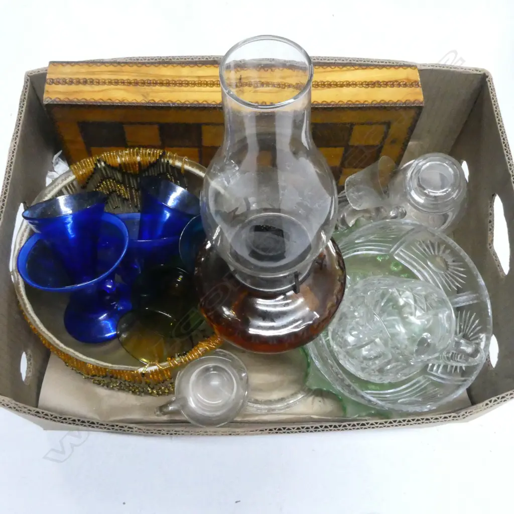 BOX LOT CRYSTAL GLASS KERO LAMPETC Image 1++