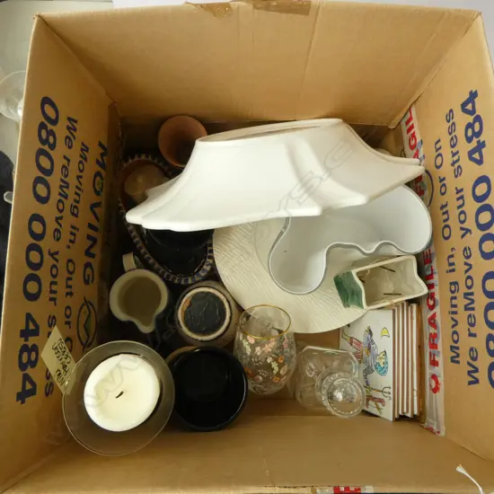 BOX LOT CANDLE HOLDER PLATTERS TILES ETC
