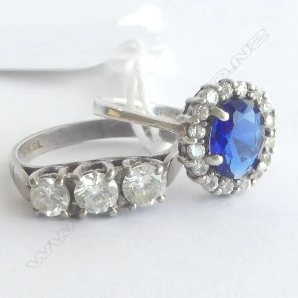 2 STERLING SILVER CZ DRESS RINGS SIZE N Image 1++