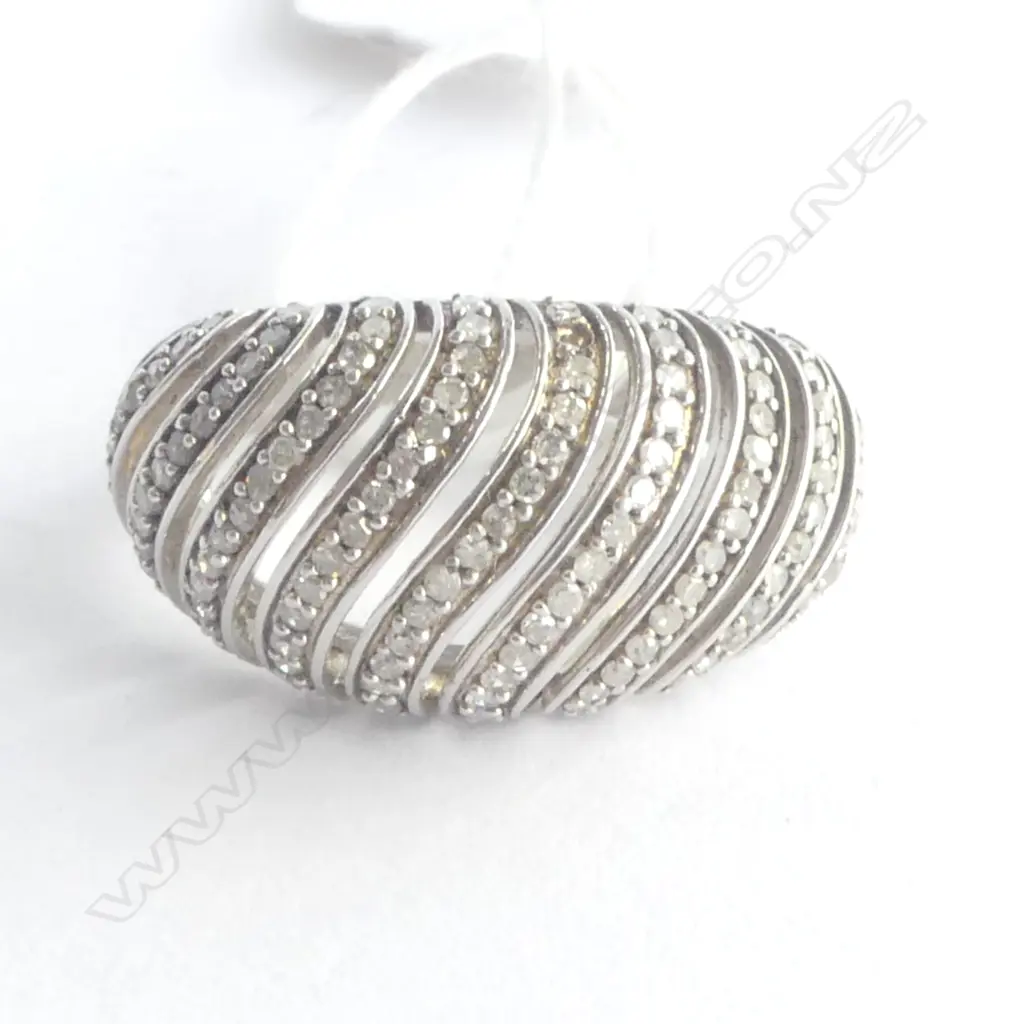 S/SILVER & DIAMOND DRESS RING SIZE N Image 1++