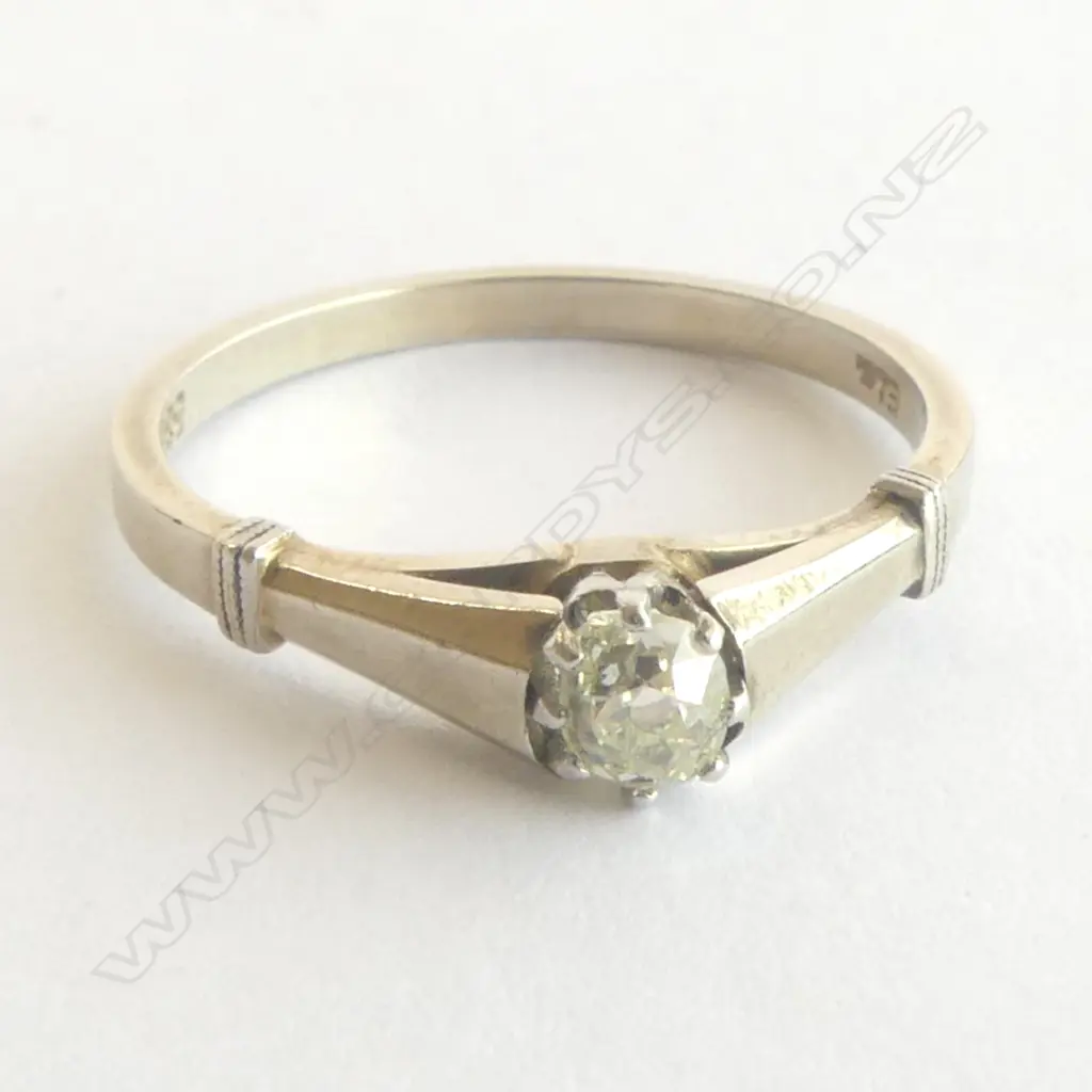 14CT W/GOLD EARLY CUT DIAMOND SOLITARE RING SIZE N Image 1++