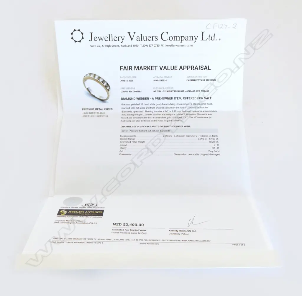 18CT WHITE GOLD AND DIAMOND SET BAND - TDW. 0.90ct ROUND BRILLIANT CUT COLOUR G-H CLARITY SI1-I1 SIZE K 1/2 Image 1++