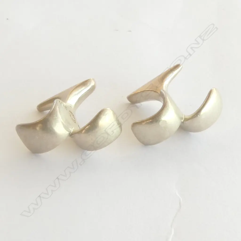 PR GEORG JENSEN SILVER MODERNIST 214 WISHBONE CUFFLINKS Image 1++