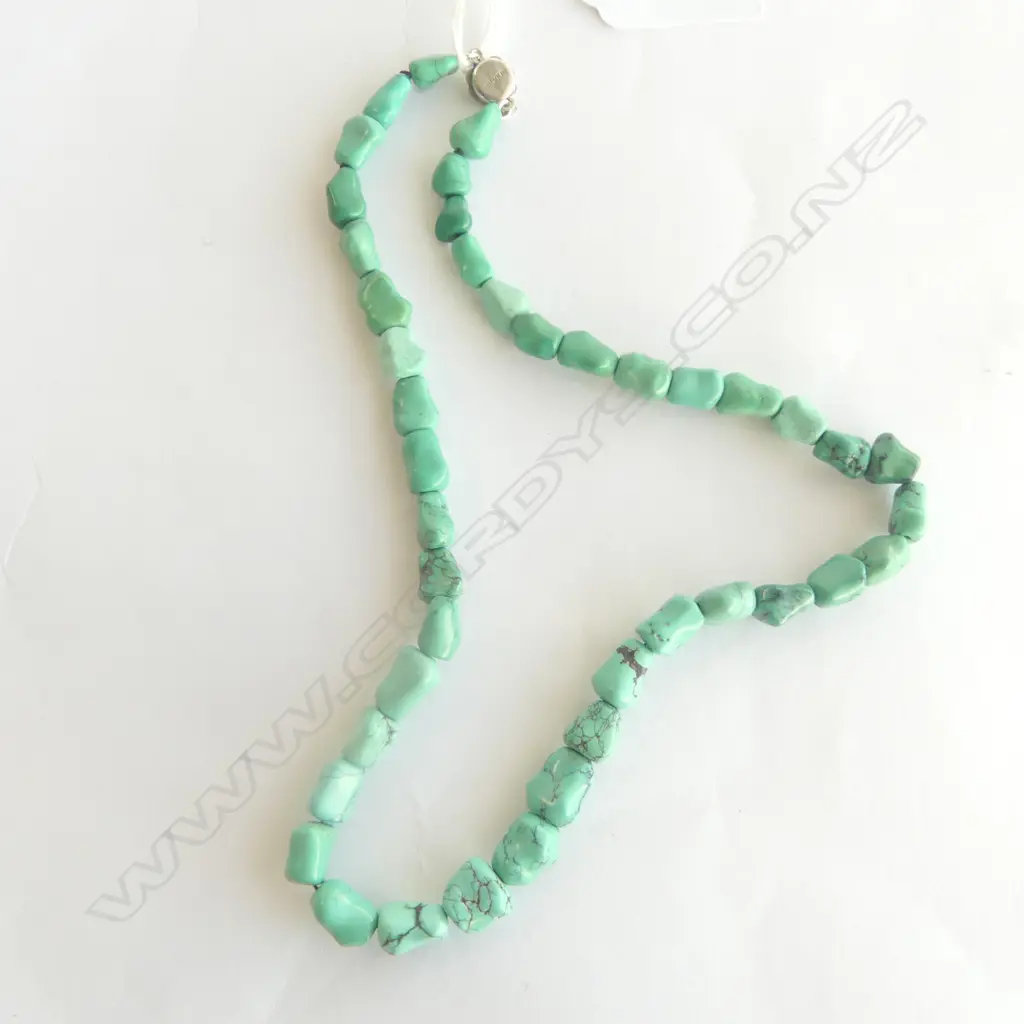 VINTAGE TURQUOISE NECKLACE WITH STG CLASP, L.430mm Image 1++