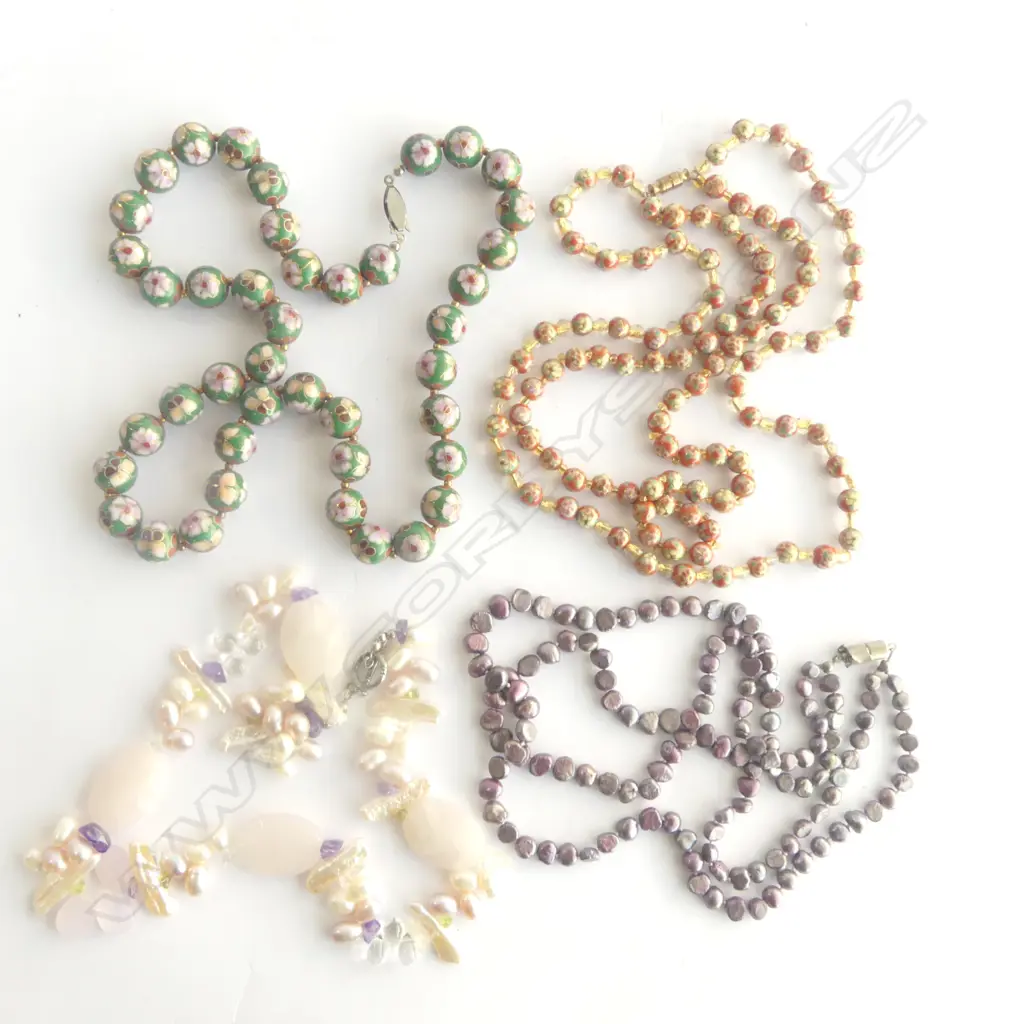 2 STRANDS FRESHWATER PEARLS CLOSONE BEAD NECKLACE & ANOTHER BEAD STRAND Image 1++