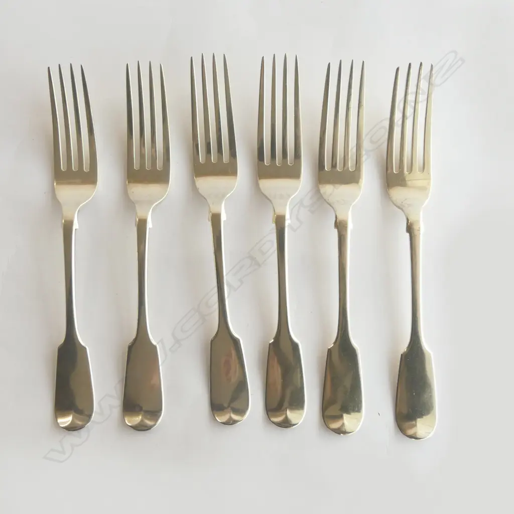 SET OF 6 VICT S/SILVER TABLE FORKS 436GMS Image 1++