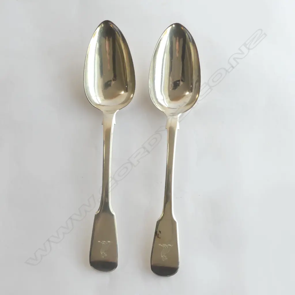 2 GEO S/SILVER TABLE SPOONS 141GMS Image 1++
