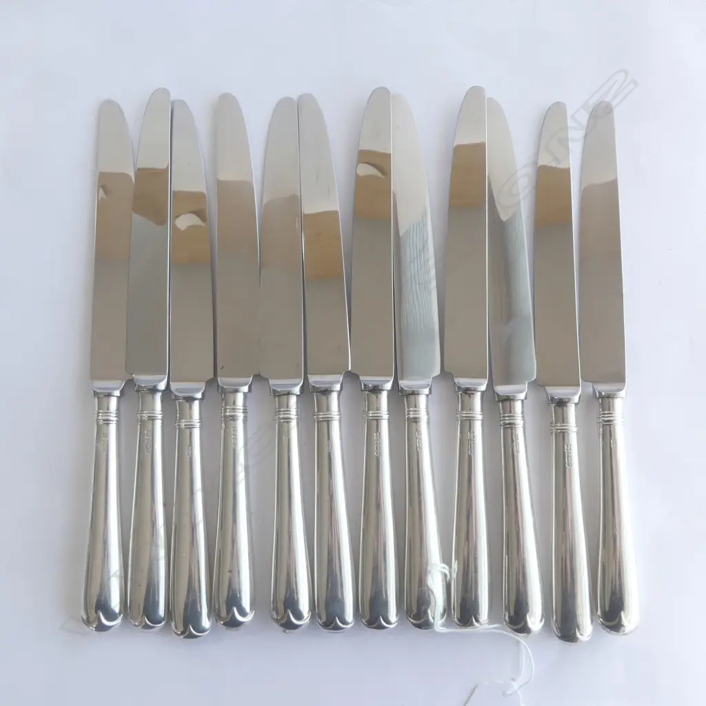 SET OF 12 S/SILVER HANDLED TABLE KNIVES Image 1++