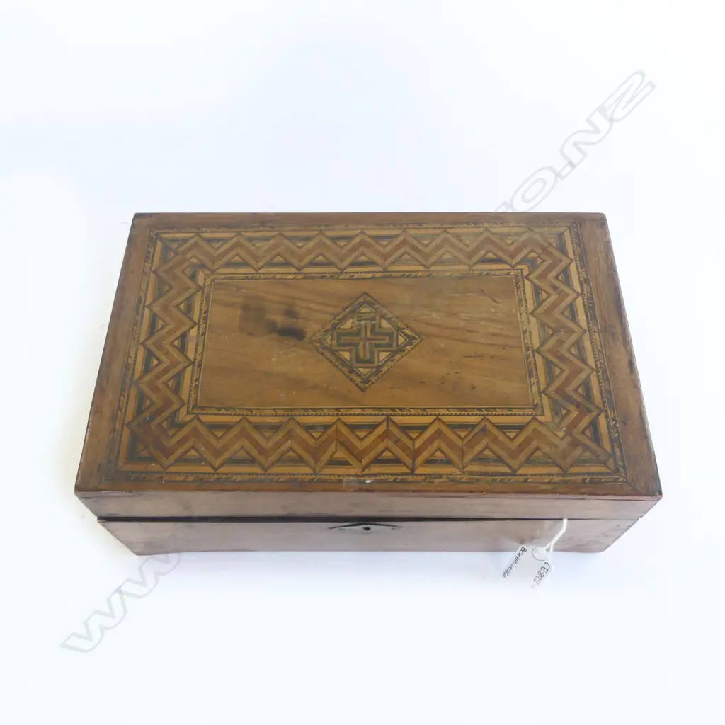 VINTAGE INLAID BOX, STG SILVER VANITY MIRROR + 8 CHRISTOFLE KNIVES Image 1++