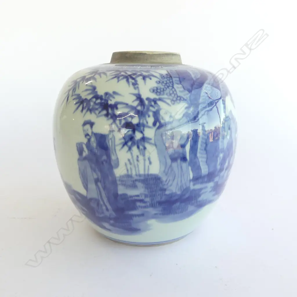 Blue and White Jar with “Seven Sages of Bamboo Grove” Pattern Image 1++