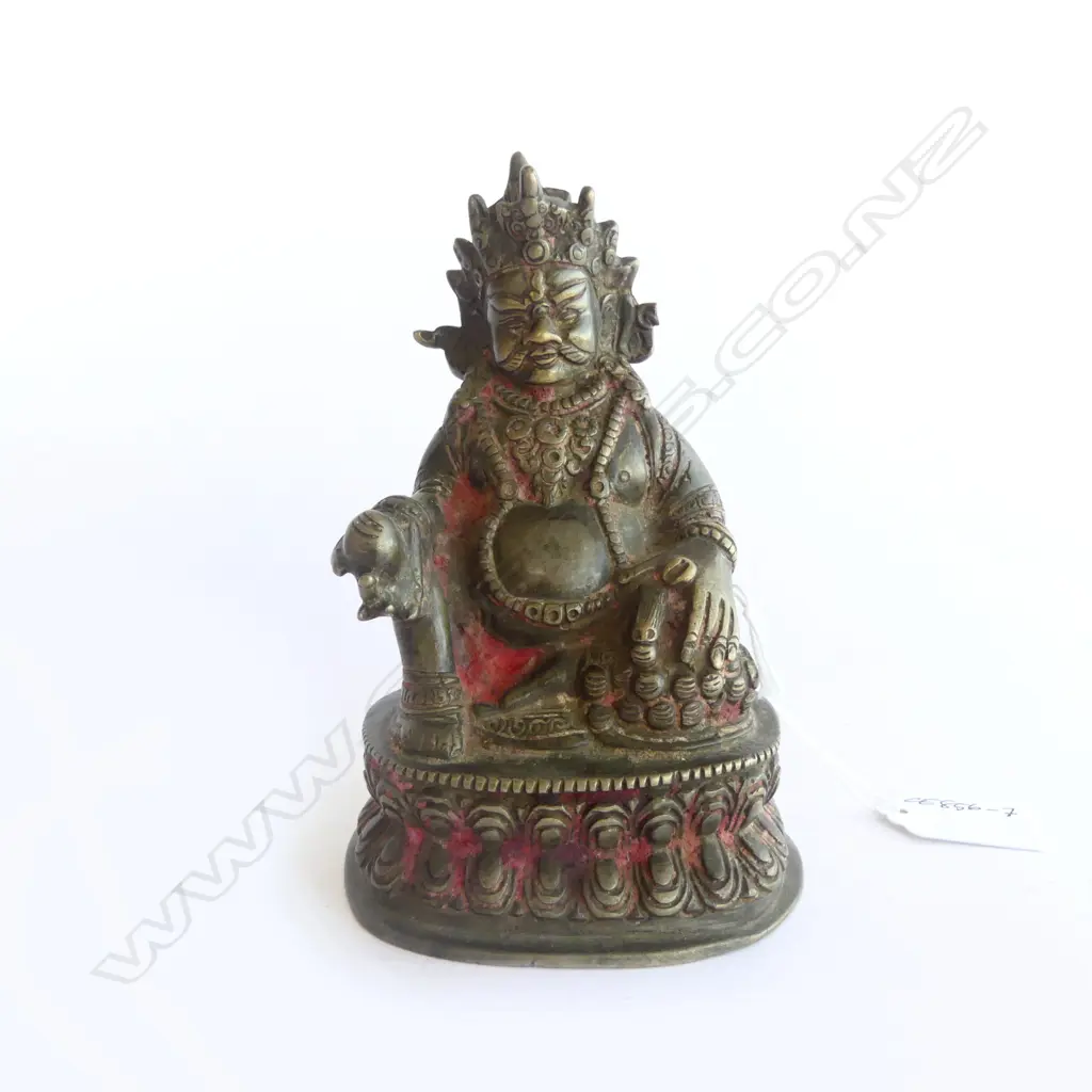 OLD INDIAN CAST BRONZE FIG. HINDU GOD KUVERA, H.150mm Image 1++