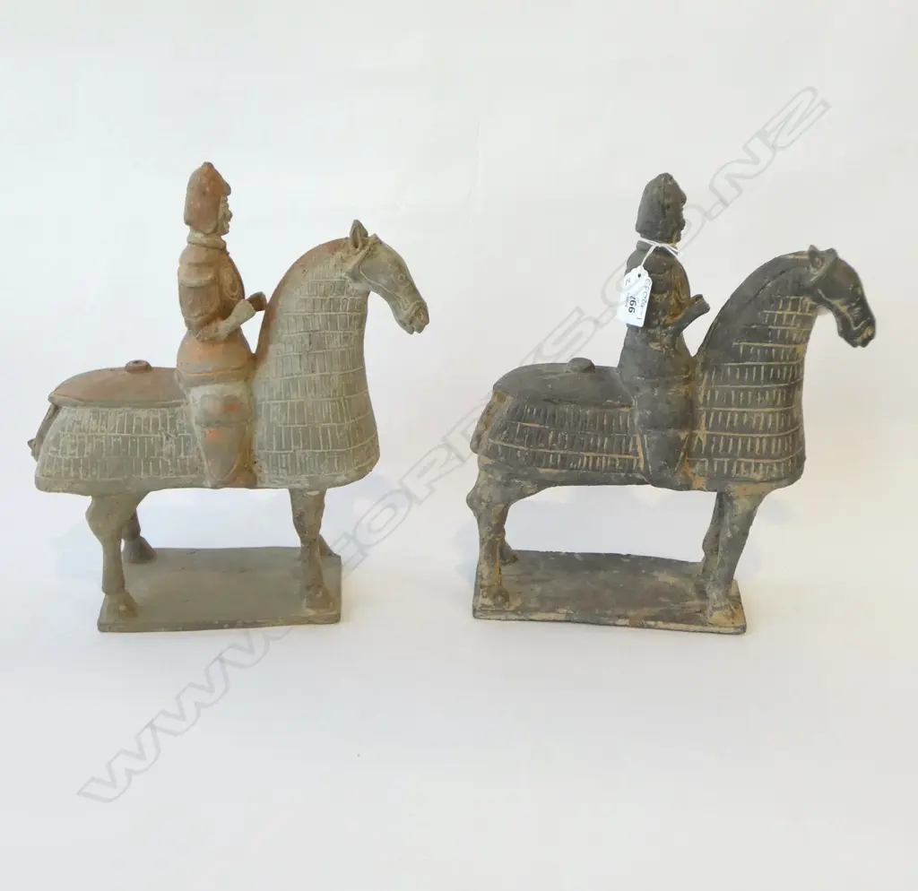2 CHINESE TERRACOTTA HORSEMEN H.310mm Image 1++