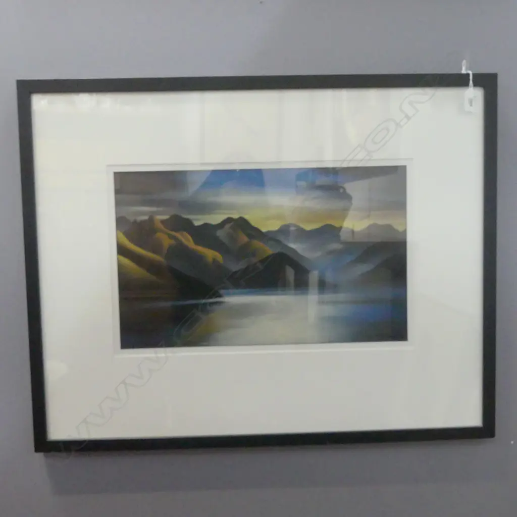 M. GLOVER, UNTITLED LANDSCAPE w. NUDE, PASTEL ON BLACK PAPER '07, 300x480mm Image 1++