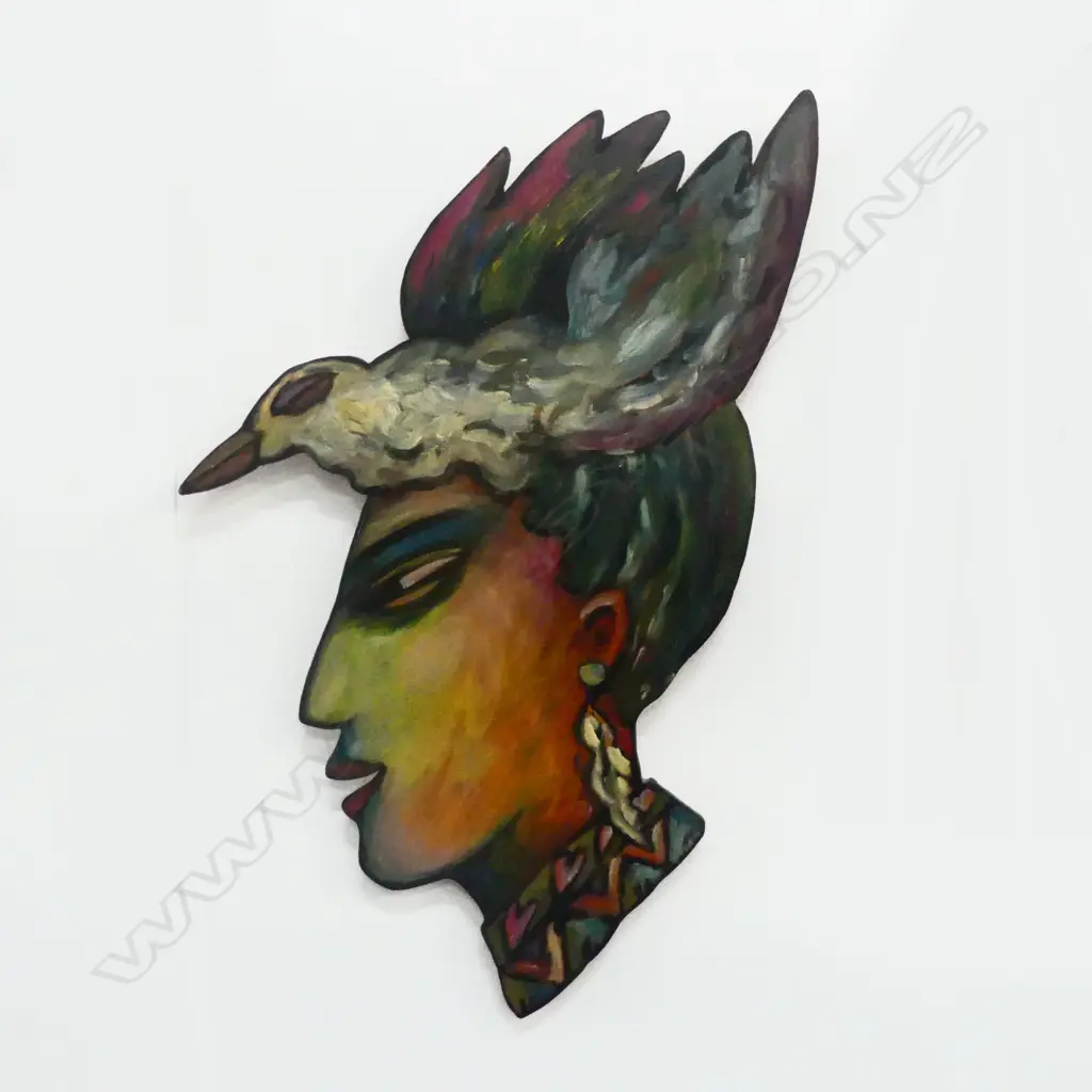 MADELINE BEASLEY 'QUEEN', OIL on shaped BOARD, 350 x 400mm Image 1++