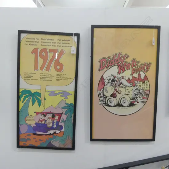2 FRAMED COMIC PRINTS 890x340mm