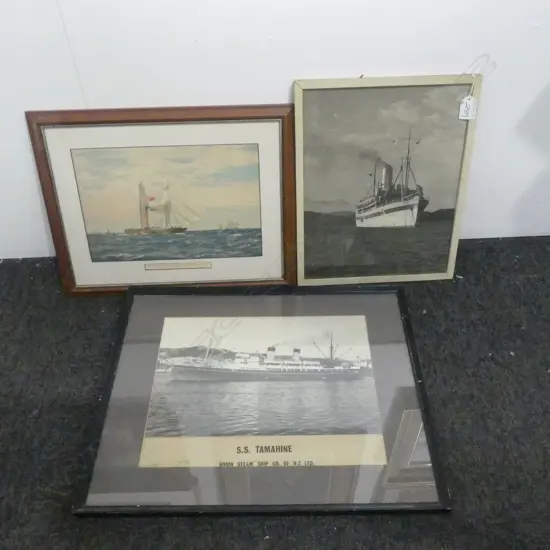 3 FRAMED NAUTICAL SCENES  260x330mm