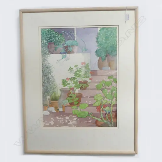 David Russell New Zealand (1940-) W/C 'Terrace Steps'. Signed & dated 1992. Labelled & entitled verso 530 x 400 NO GLASS