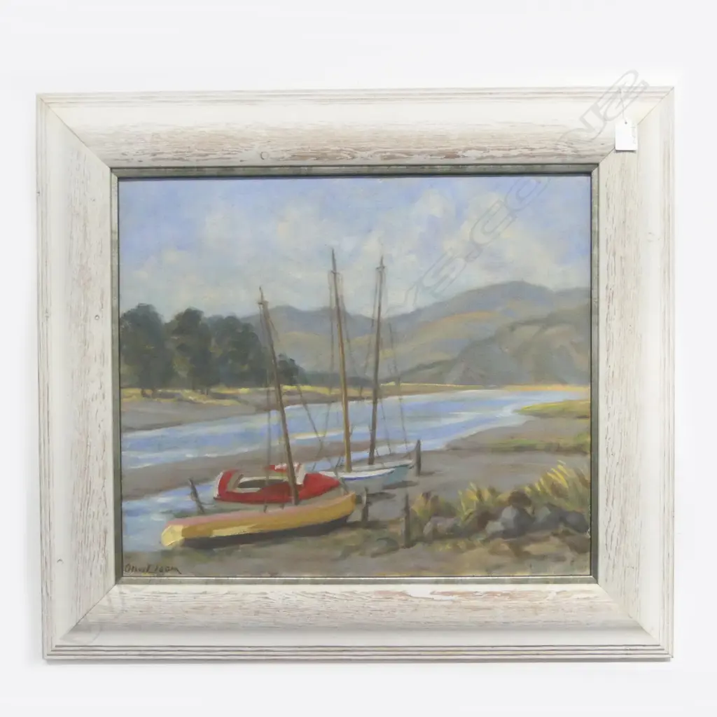 OLIVE ELSOM, COASTAL SCENE, OIL ON CANVAS, 460x530mm Image 1++