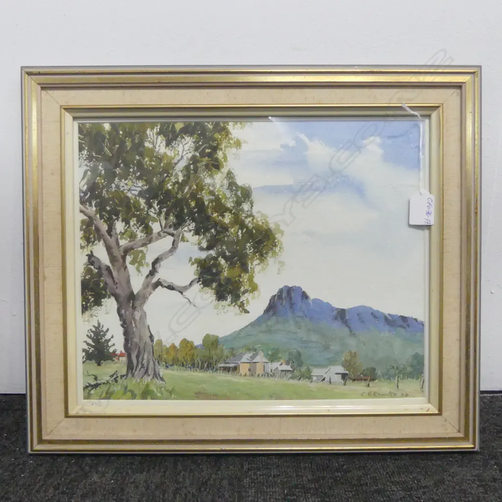 C E CROOKE (Australian?) watercolour RURAL LANDSCAPE Signed & dated '46 290 x 355mm Image 1++