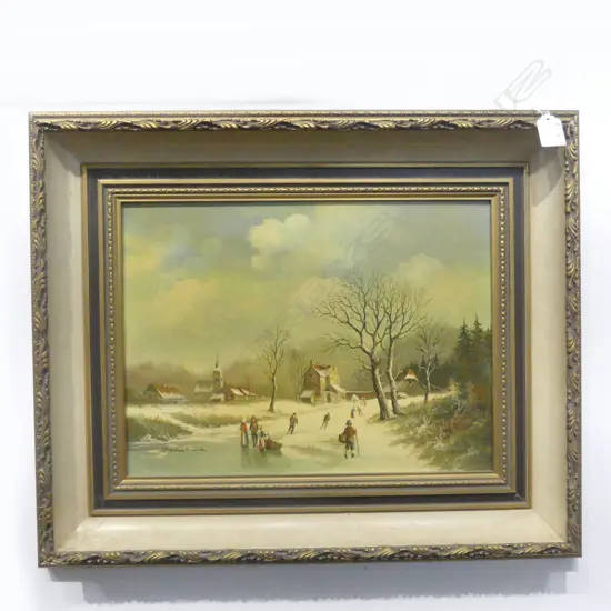 HENDRIK VERDONCK (DUTCH) 'WINTER LANDSCAPE', OIL on BOARD, SIGNED, 280 x 380mm