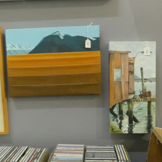 2 CANVAS WORKS; HEWITSON + OTHER MIXED MEDIA 300x420mm