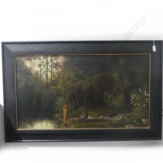 ARTIST UNKNOWN, N.Z. WAHINE RIVER SCENE, OIL ON BOARD, 445x820mm