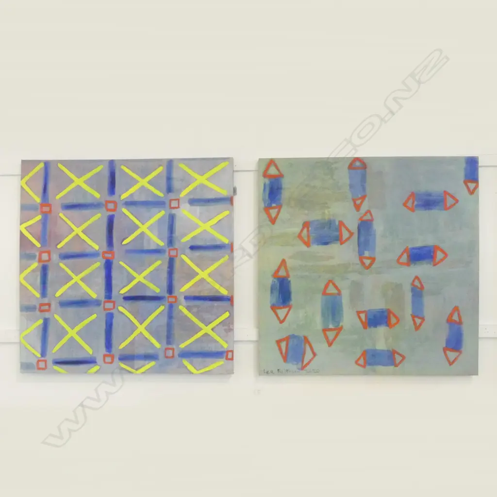 LEE FELTHAM,"INDIGENOUS DUBS", 2 X ACRYLIC ON CANVAS,SIGNED 2020,800 x 800mm , provenance below Image 1++